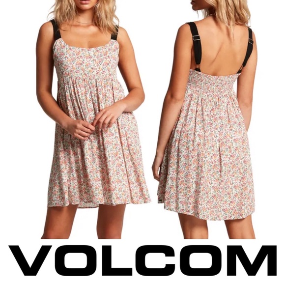 Volcom Floral Mini Dress with Black Straps - Picture 1 of 15